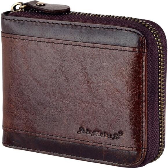 Other - Mens Wallets Zipper Leather Coffee